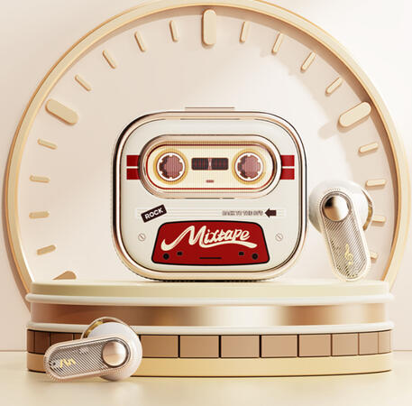 Rock Space Retro Mix Tape TWS Bluetooth 5.3 Earphones Wireless Earbuds Built in Microphone